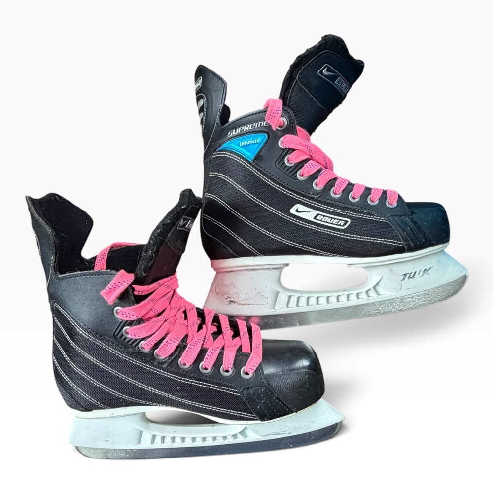Bauer Supreme Enforcer Ice Hockey Skates Black Pink TUUK Fasteel Blades 6.5